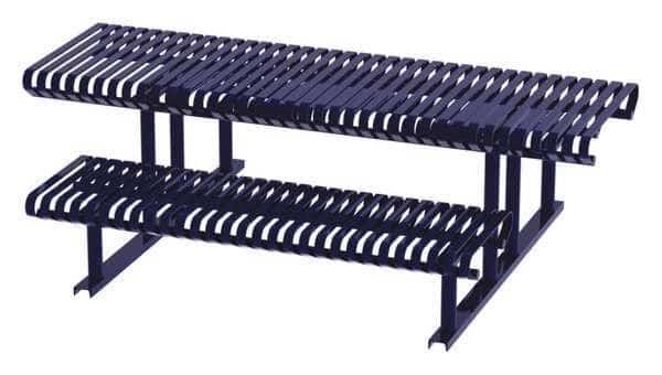 Rectangle Picnic Table, Blue, Steel, 6 Seats, 77-1/2 in L, 30 in H Overall Slat