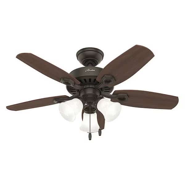 Decorative Ceiling Fan, 42 in Blade Dia, 5 Blades, 3 Speeds, 120V AC, New Bronze