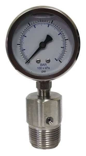Pressure Gauge with Diaphragm Seal, 0 to 1,000 psi, 2 1/2 in Dial, 1/4 in NPT, Bottom Location