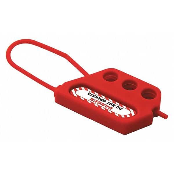 Lockout Hasp, Red, 4" L, Nylon