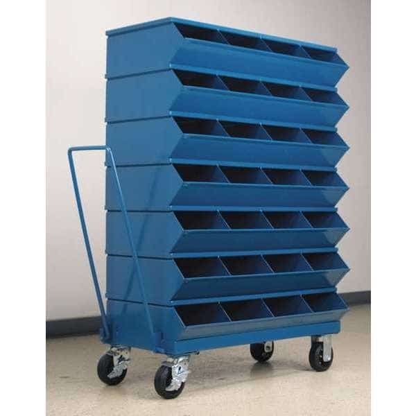 Steel Sectional Stacking Bin, 18 3/4 in D x 53 3/4 in H x 37 in W, 8 Shelves, Blue