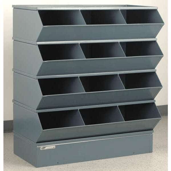 Steel Sectional Stacking Bin, 20 1/2 in D x 41 1/2 in H x 37 in W, 5 Shelves, Gray