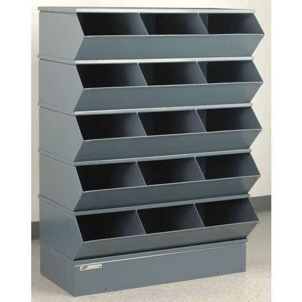 Steel Sectional Stacking Bin, 20 1/2 in D x 50 3/8 in H x 37 in W, 6 Shelves, Gray