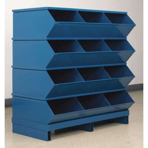 Steel Sectional Stacking Bin, 20 1/2 in D x 38 in H x 37 in W, 5 Shelves, Blue