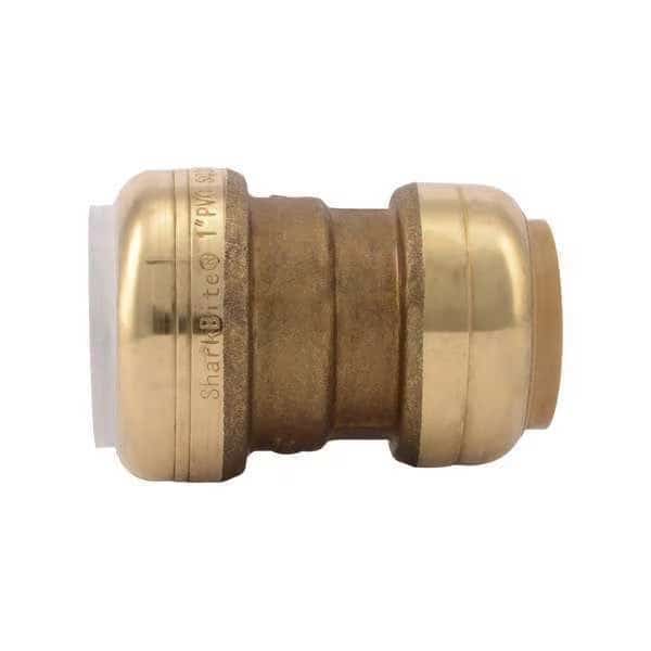 Push-Fit Coupling Fitting, 1 in Tube Size, Brass, Brass