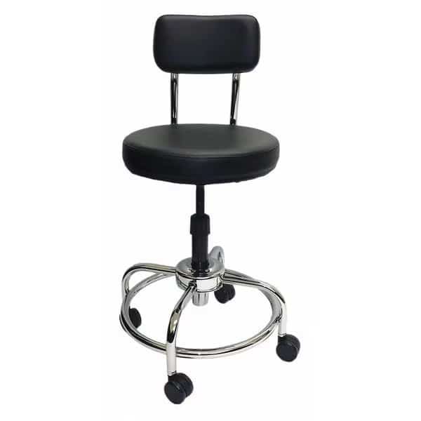 Round Stool with Backrest, Height 19" to 36"Black