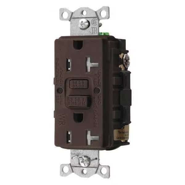 GFCI Receptacle, 20A, 125VAC, 5-20R, Brown, HUBBELL, Mfr# GFTWRST20