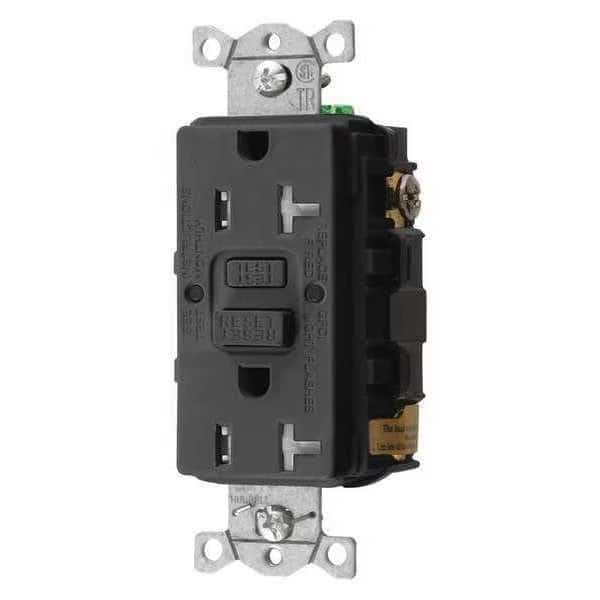 GFCI Rceptcle, Commer., Blk, 20A, 1 HP, HUBBELL, Mfr# GFTRST20BK