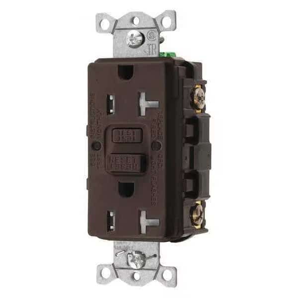 GFCI Rceptcle, Commer., Brwn, 20A, 1 HP, HUBBELL, Mfr# GFTRST20