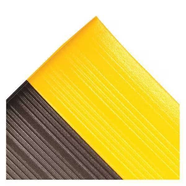 Antifatigue Mat, 6 ft. L x 4 ft. W, 5/8" Thickness, Closed Cell PVC Foam, Corrugated, Black/Yellow