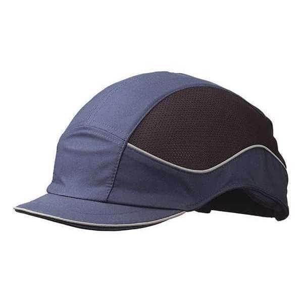 Bump Cap, Short Brim Baseball, Inner ABS Polymer, Outer Nylon, Hook-and-Loop Suspension, Navy