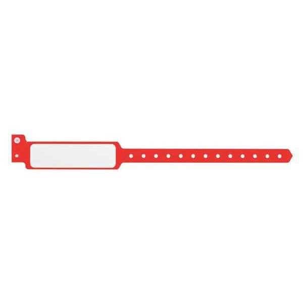 ID Wristband, Plastic, Wide, Red, PK500