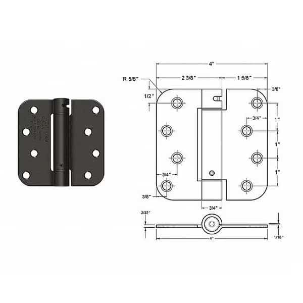 Butt Hinge,Steel,125.0 lb. Load Capacity, Mfr#: 56-427SBRS, EnjoyTool select