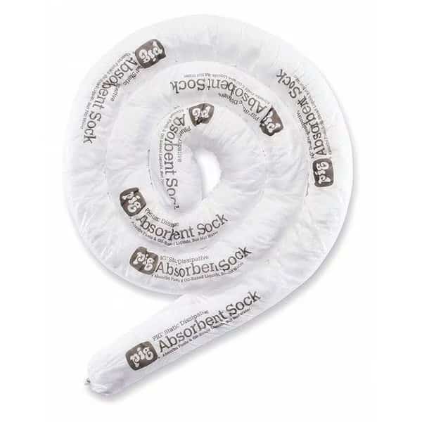Sorbents, 15 gal/pk; 2 gal/sock, Oil Absorbed, White, Polypropylene, 6 PK, PIG, Mfr# SKM701