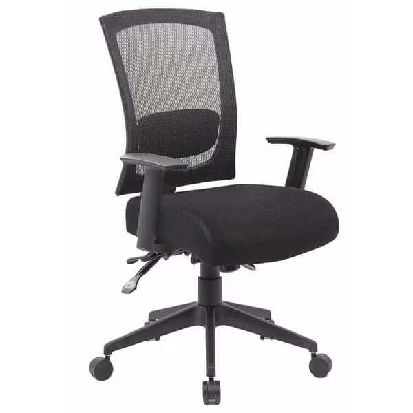 Fabric Task Chair, 22-, Adjustable, Black