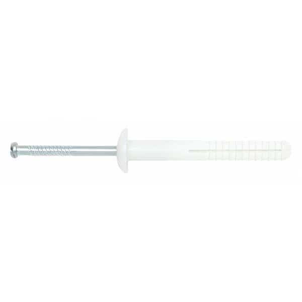 Nylon Nailin Nail Drive Anchor, 1/4" Dia., 1" L, Nylon Plain, 100 PK