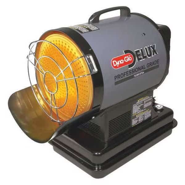 Portable Oil and Kerosene Torpedo Heater, 70,000 BtuH, #1 Diesel, #1 Fuel Oil, K-1 Kerosene, 4 gal