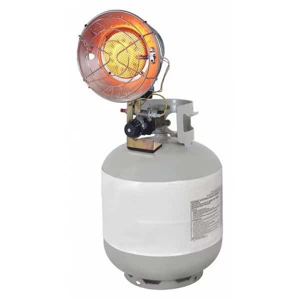 Portable Gas Tank-Top Heater, Liquid Propane, Standing Pilot, 8 17/64 in Wx 7 1/8 in L