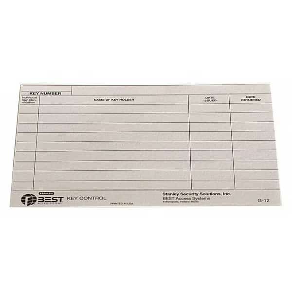 Key Authorization Card, Paper, For Keys
