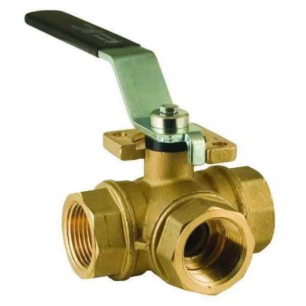 1-1/4" NPT Brass Ball Valve 3-Way