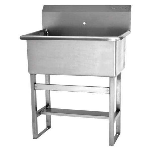 Floor Mount, 1 Hole, Not Applicable, Silver, Scrub Sink