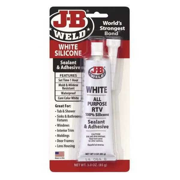 Silicone Adhesive Sealant, 3 oz, Tube, White, Silicone Base