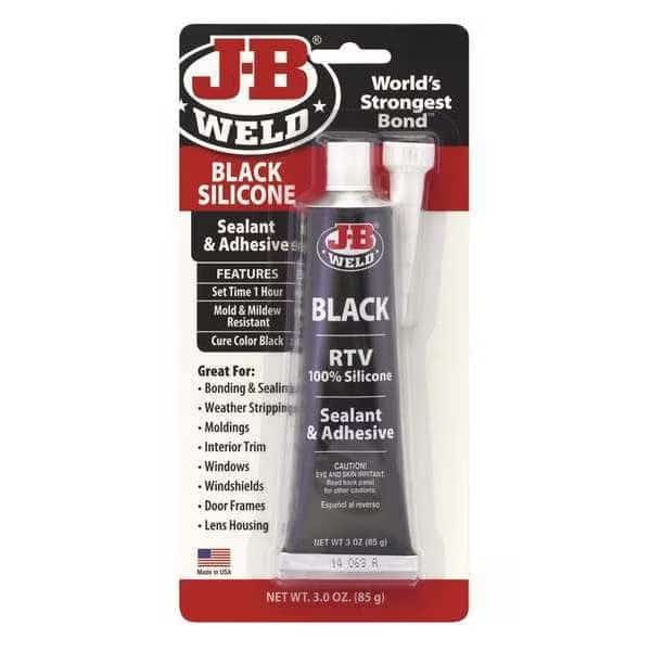 Silicone Adhesive Sealant, 3 oz, Tube, Black, Silicone Base