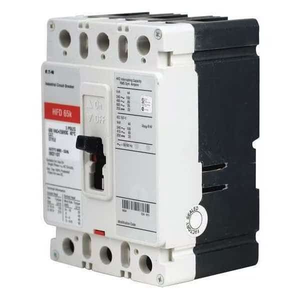 Molded Case Circuit Breaker, 25 A, 600V AC, 3 Pole, Free Standing Mounting Style, HFD Series, EATON, Mfr# HFD3025