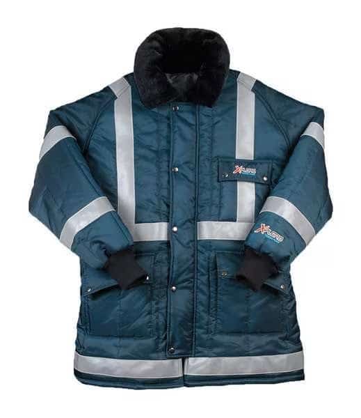 Men's Coat, 840 Denier Coated Nylon, Zipper with Snap, Navy/Silver, Xl