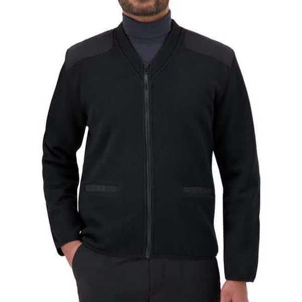 V-Neck Military Sweater, Black, 4XL