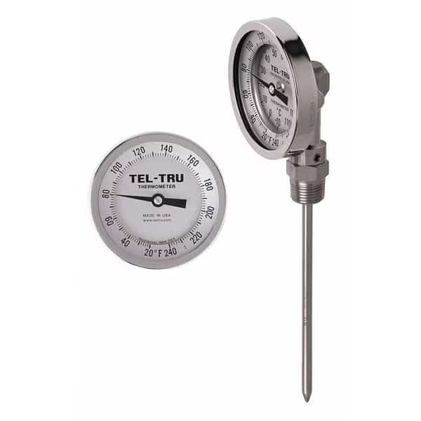 Analog Dial Thermometer, Stem 12" L, Tel-Tru, Mfr#: BC550R-1265