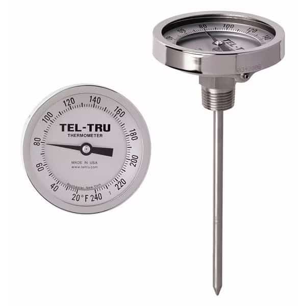 Analog Dial Thermometer, Stem 15" L, TEL-TRU, Mfr# GT300R-1502