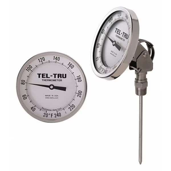 Analog Dial Thermometer, Stem 2-1/2" L