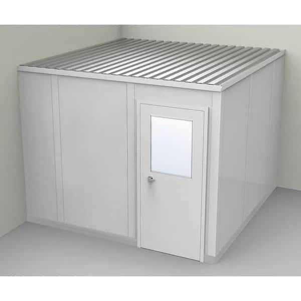 2-Wall Modular In-Plant Office, 8 ft 1 3/4 in H, 10 ft 1 1/4 in W, 10 ft 1 1/4 in D, Gray