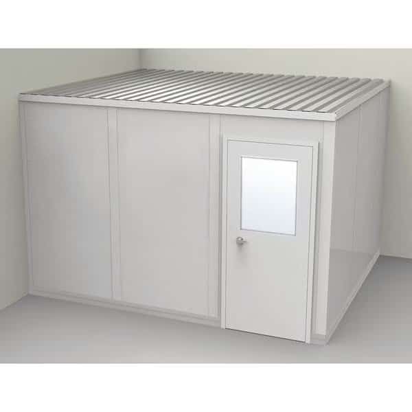 2-Wall Modular In-Plant Office, 8 ft 1 3/4 in H, 12 ft 1 1/4 in W, 10 ft 1 1/4 in D, Gray