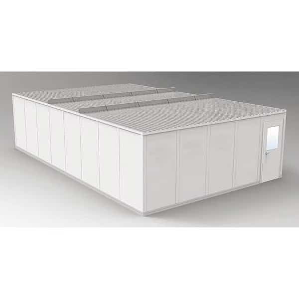 4-Wall Modular In-Plant Office, 8 ft 1 3/4 in H, 32 ft 4 1/2 in W, 20 ft 4 1/2 in D, Gray