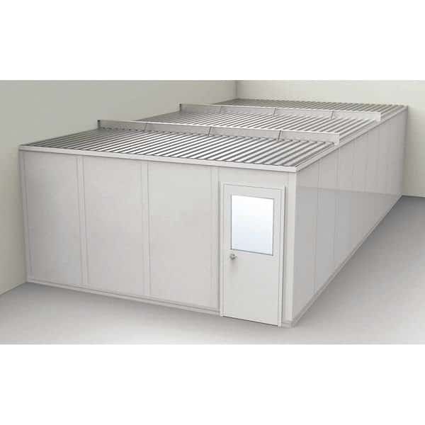 2-Wall Modular In-Plant Office, 8 ft 1 3/4 in H, 32 ft 1 1/4 in W, 16 ft 1 1/4 in D, Gray