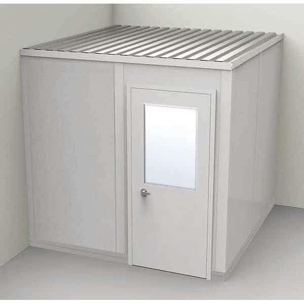 2-Wall Modular In-Plant Office, 8 ft 1 3/4 in H, 8 ft 1 1/4 in W, 8 ft 1 1/4 in D, Gray