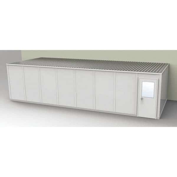 3-Wall Modular In-Plant Office, 8 ft 1 3/4 in H, 32 ft 4 1/2 in W, 12 ft 1 1/4 in D, Gray