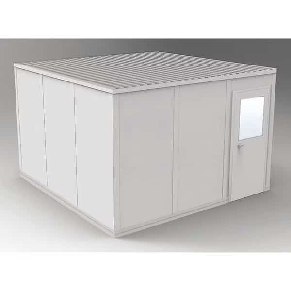 4-Wall Modular In-Plant Office, 8 ft 1 3/4 in H, 12 ft 4 1/2 in W, 12 ft 4 1/2 in D, Gray