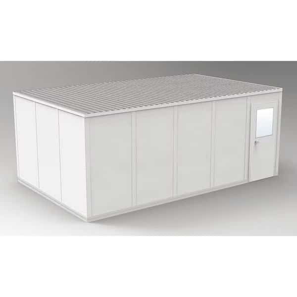 4-Wall Modular In-Plant Office, 8 ft 1 3/4 in H, 20 ft 4 1/2 in W, 12 ft 4 1/2 in D, Gray