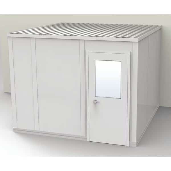 3-Wall Modular In-Plant Office, 8 ft 1 3/4 in H, 10 ft 4 1/2 in W, 10 ft 1 1/4 in D, Gray