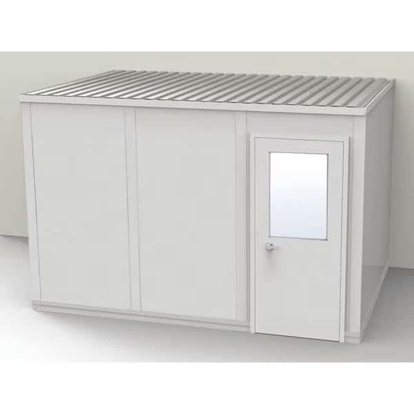 3-Wall Modular In-Plant Office, 8 ft 1 3/4 in H, 12 ft 4 1/2 in W, 8 ft 1 1/4 in D, Gray