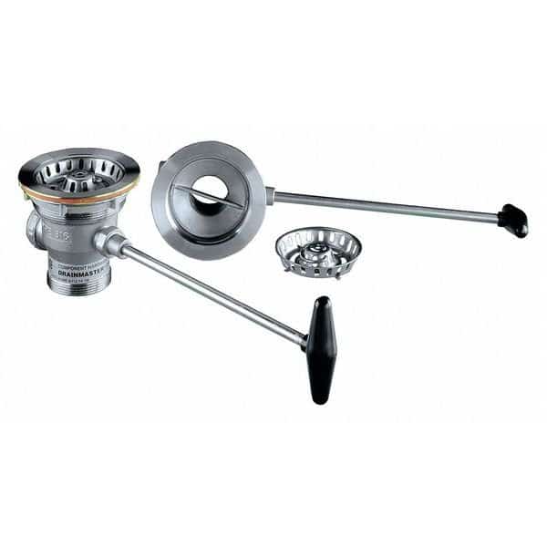 Crumb Cup Rotary Handle Waste Drain, 1-1/2" x 2" Pipe Dia., 316 Stainless Steel