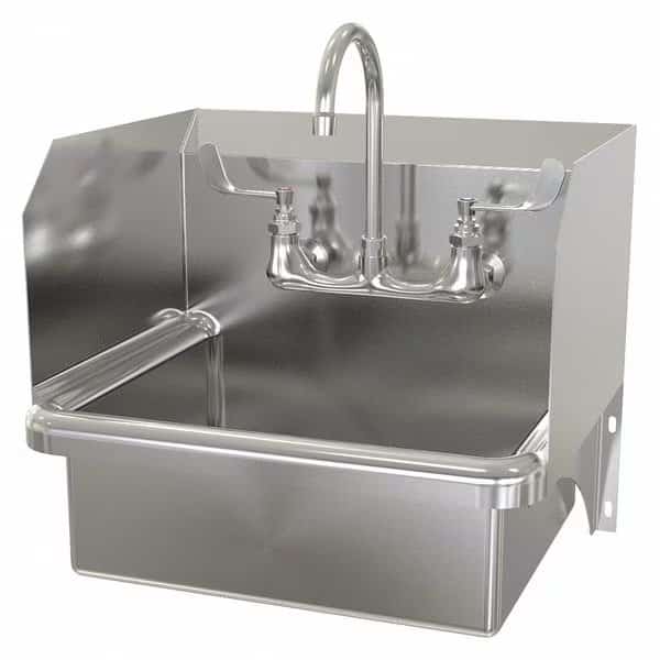 Hand Sink, Wall Mount, 16-1/2" H, Silver