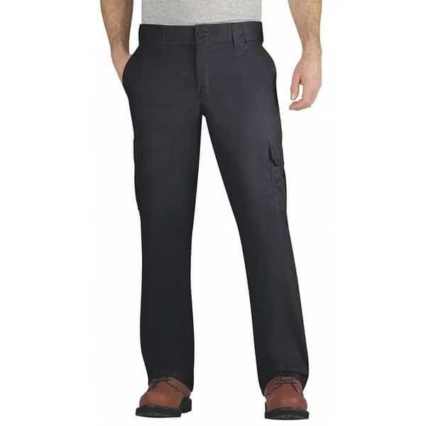 Men's Work Pants, L/XL, Black, 65% Polyester/35% Cotton Twill