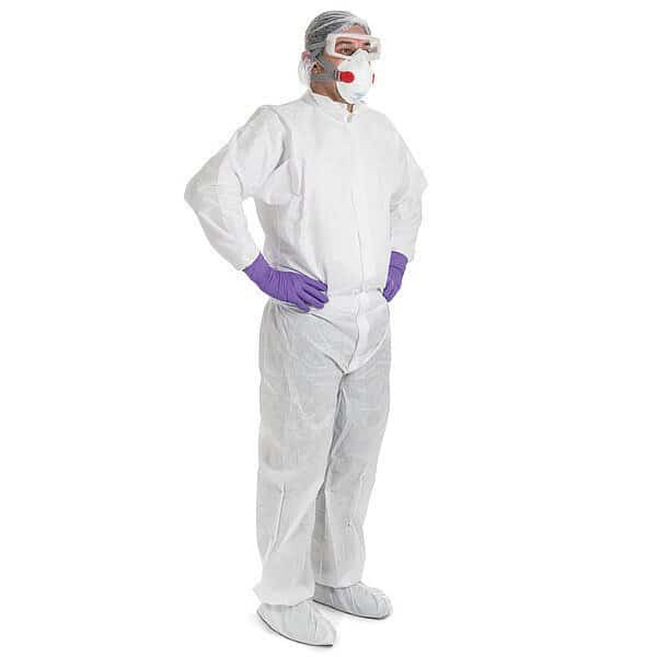 Disposable Coverall, Collared, 2XL, Non-Woven Laminate, Zipper, Elastic Ankle