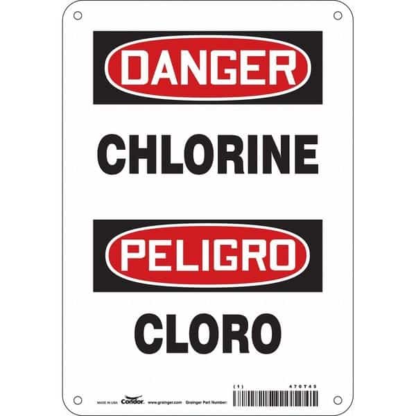 Safety Sign, 10 in H, 7 in W, Horizontal Rectangle, English, Spanish, 470T45, CONDOR, Mfr# 470T45