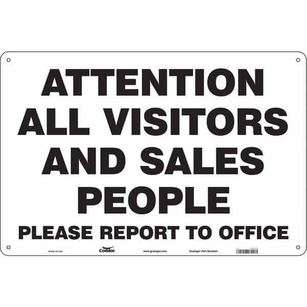 Safety Sign, 24 in H, 36 in W, Polyethylene, Horizontal Rectangle, English, 472C26, CONDOR, Mfr# 472C26