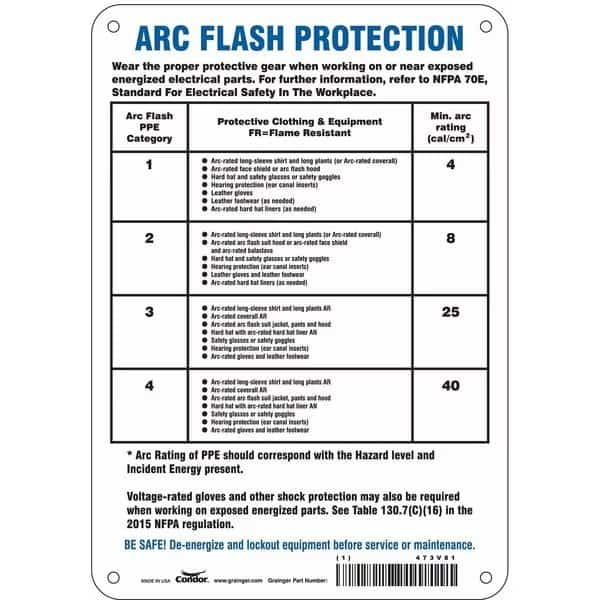 Safety Sign, 10 in Height, 7 in Width, Polyethylene, Horizontal Rectangle, English, 473V81, Condor, Mfr#: 473V81
